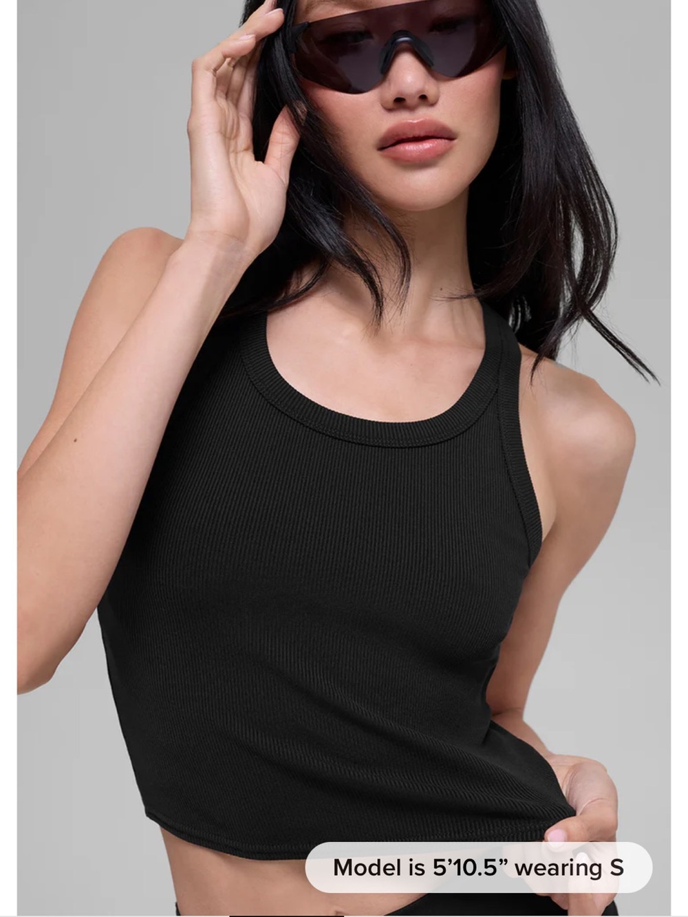 ALO Yoga Black Ribbed GODDESS Tank -